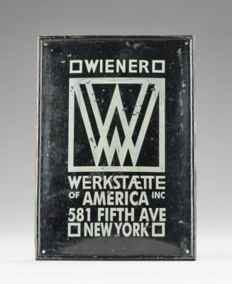 Factory plaque of the Wiener Werkstätte of America Inc, 581 Fifth Ave New York, later execution - Secese a umění 20. století