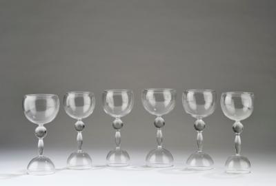 Matteo Thun, six varying wine glasses, J. & L. Lobmeyr, Vienna - Secese a umění 20. století