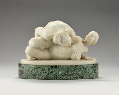 Matthias Bechtold (Germany 1886-1940), a marble group: faun and nymph, 1919 - Jugendstil e arte applicata del 20 secolo