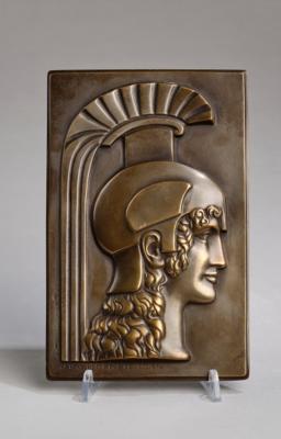 Otto Hofner (Österreich 1879-1946), Bronzeplakette mit Bildnis der Pallas Athene, Österreichische Gesellschaft zur Förderung der Medaillenkunst und Kleinplastik, 1914 - Kleinode des Jugendstils & Angewandte Kunst des 20. Jahrhunderts