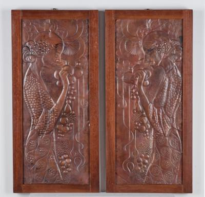 A pair of reliefs with female figures, in the style of Koloman Moser, c. 1900 - Jugendstil and 20th Century Arts and Crafts