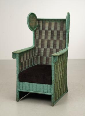 A rattan armchair, modelled after Prag-Rudniker Korbfabrikation, c. 1900/1910 - Jugendstil e arte applicata del 20 secolo