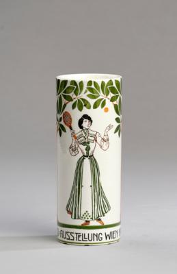 A vase (“Jagd-Ausstellung Wien 1910”) with depiction of a tennis player - Jugendstil e arte applicata del 20 secolo