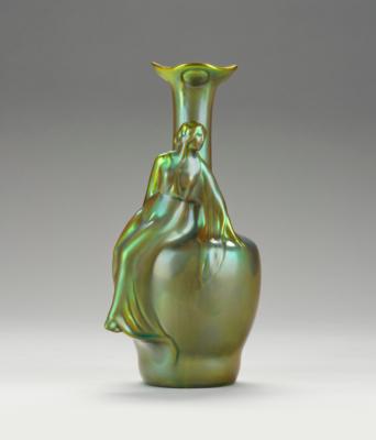 A vase with seated female figure, Zsolnay, Pécs, as of 1988 - Jugendstil and 20th Century Arts and Crafts