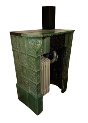 Stove or heater cladding with ceramic tiles depicting leaping deer, based on a design by Dagobert Peche, Gmunden or Tonindustrie Scheibbs, c. 1920 - Jugendstil and 20th Century Arts and Crafts