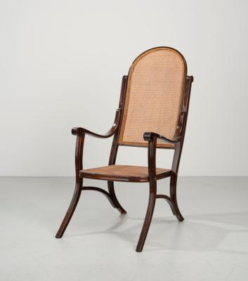 A fireplace armchair (“Kaminsessel/Kaminfauteuil”), model number 6403, designed before 1911, executed by Gebrüder Thonet, Vienna - Jugendstil and 20th Century Arts and Crafts