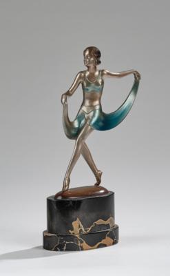 A bronze figure of a female dancer in the style of Josef Lorenzl, Vienna, c. 1925/30 - Jugendstil and 20th Century Arts and Crafts