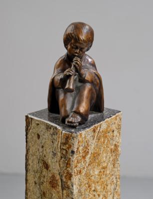 Helmut Bourger (Deutschland, 1929-1989), Bronzefigur: "Flötenspieler", Modell: 09-14, 1986 - Kleinode des Jugendstils & Angewandte Kunst des 20. Jahrhunderts