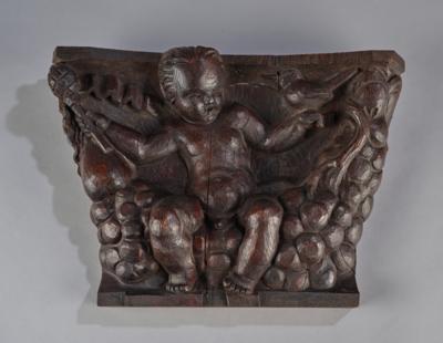 A wooden relief with a putto, with a sceptre and a bird, c. 1930 - Jugendstil e arte applicata del XX secolo