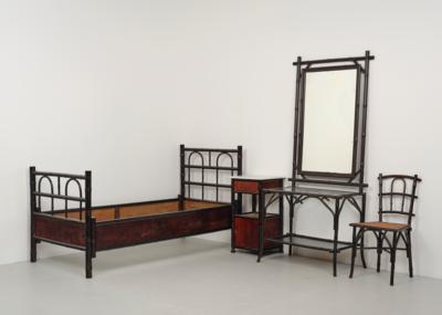 A rare five-piece bedroom in imitation bamboo or pepper cane, model number 151 (150 for the washstand frame), designed before 1890, executed by Gebrüder Thonet, Vienna - Jugendstil e arte applicata del XX secolo
