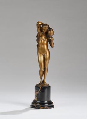 Bronzefigur eines Frauenakts mit Krug, um 1920/30 - Jugendstil e arte applicata del XX secolo