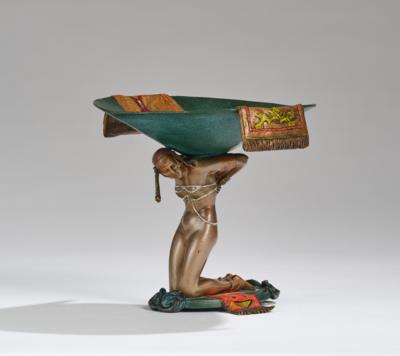 A bronze object: bowl bearer in Oriental style, c. 1900 - Secese a umění 20. století