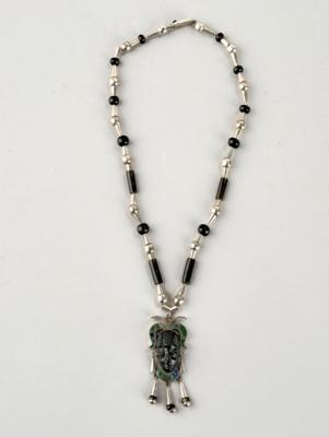 Collier aus Sterlingsilber mit Onyx und Steineinlage, Taxco, Mexiko - Secese a umění 20. století