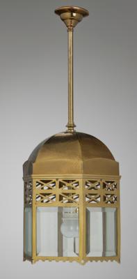 Deckenlampe aus Messing in Laternenform, Entwurf: um 1920/30 - Jugendstil e arte applicata del XX secolo