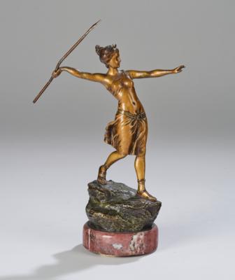 F. X. Bergmann, Bronzefigur: Diana, Wien, um 1900 - Kleinode des Jugendstils & Angewandte Kunst des 20. Jahrhunderts