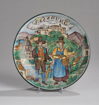 Franz von Zülow, a wall plate (‘Salzburg’), Schleiss Keramik, Gmunden - Jugendstil e arte applicata del XX secolo