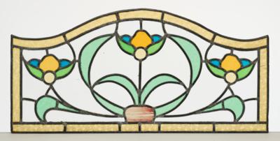 Glasfenster mit arabeskem Floraldekor, in Bleiverglasung, um 1900/1920 - Jugendstil and 20th Century Arts and Crafts