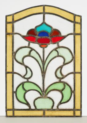 Glasfenster mit Floraldekor, in Bleiverglasung, um 1900/1920 - Jugendstil e arte applicata del XX secolo