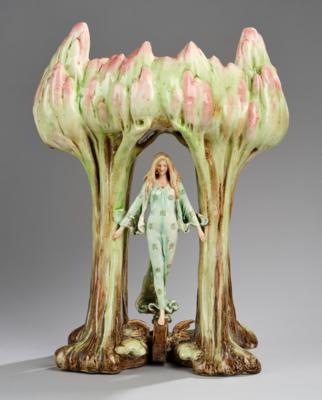 A tall jardinière in vegetal form with an allegory of fortune, c. 1900 - Jugendstil and 20th Century Arts and Crafts