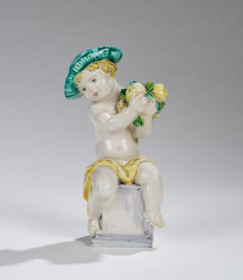 Michael Powolny, Putto auf Sockel, Schleiss Keramik, Gmunden, nach 1926 - Jugendstil and 20th Century Arts and Crafts