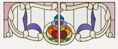 Paar Glasfenster mit arabesken und floralen Formen, in Bleiverglasung, um 1900/1920 - Kleinode des Jugendstils & Angewandte Kunst des 20. Jahrhunderts