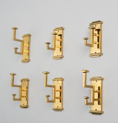 Six brass wall hooks in the Art Déco style, c. 1920 - Jugendstil and 20th Century Arts and Crafts