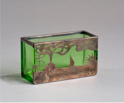 A vase (cigarette tray) with galvanoplastic mount with depiction of a landscape, c. 1900 - Jugendstil and 20th Century Arts and Crafts