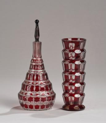 Vase und Flakon mit Stöpsel, Carl Meltzer  &  Co., Langenau bei Haida, um 1914 - Kleinode des Jugendstils & Angewandte Kunst des 20. Jahrhunderts