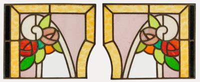 Two stained glass windows with floral motifs, c. 1900/1920 - Secese a umění 20. století