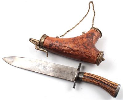 Konvolut: Pulverflasche und Standhauer, - Antique Arms, Uniforms and Militaria