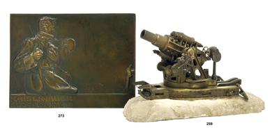Rechteckige Bronzetafel - Historische Waffen, Uniformen, Militaria