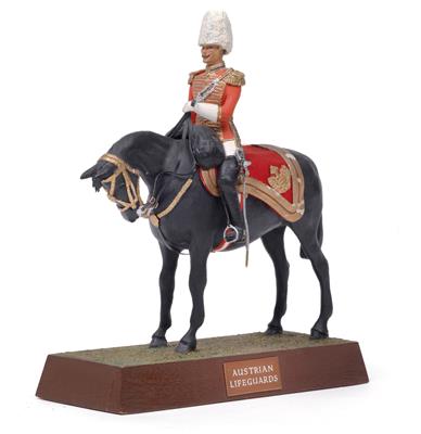 Vollplastische, bemalte Zinnfigur zu Pferde - Antique Arms, Uniforms and Militaria