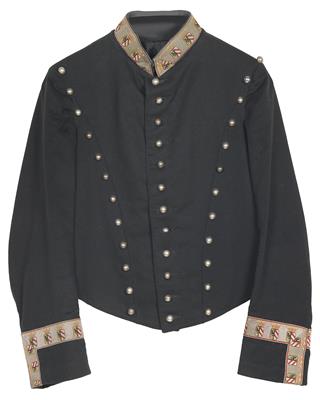 Kurze schwarze Jacke zu einer Bedientenlivree eines Adelshauses, - Antique Arms, Uniforms and Militaria