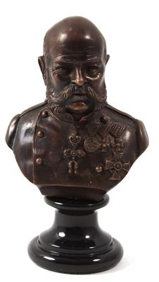 Bronzebüste des alten Kaisers Franz Joseph I., - Armi d'epoca, uniformi e militaria
