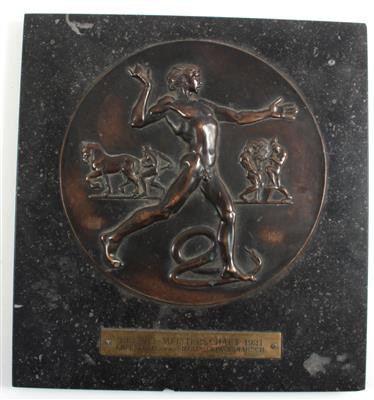 Bronzeplakette "Heeres-Meisterschaft 1921" - Historische Waffen, Uniformen, Militaria