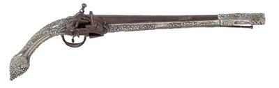 Silbermontierte Miqueletschlosspistole, - Historische Waffen, Uniformen, Militaria