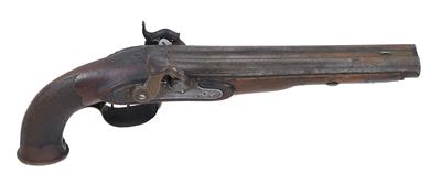 A double-barrel percussion-cap pistol, - Antique Arms, Uniforms and Militaria