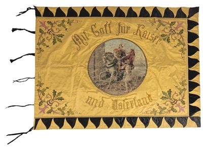 Fahne und Fahnenband des "Uniformierten Schützenkorps Taufkirchen an der Trattnach", - Antique Arms, Uniforms and Militaria
