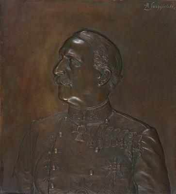 Bronzerelief mit Portrait des Generals der Infanterie Eugen Freiherr von Albori (1838-1915) - Armi d'epoca, uniformi e militaria
