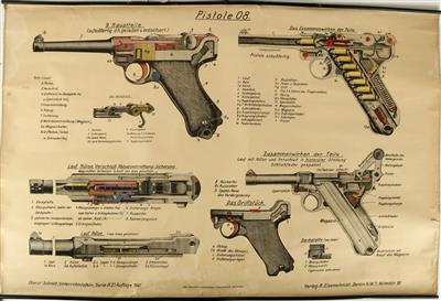 Schautafel, Pistole 08, - Armi d'epoca, uniformi e militaria
