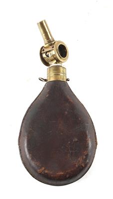 Pulverflasche aus Leder, - Antique Arms, Uniforms and Militaria