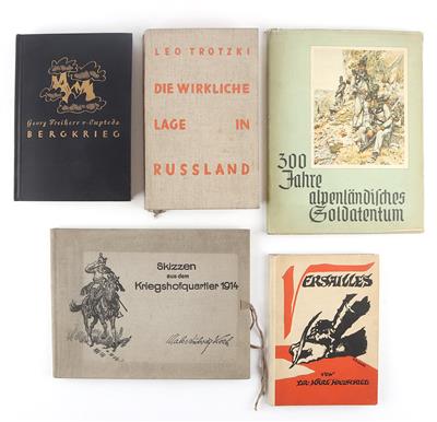 Konvolut von 5 Büchern zur Thematik 1. Weltkrieg und Gebirgskrieg, - Armi d'epoca, uniformi e militaria