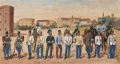 Uniformkundliches Aquarell, - Historische Waffen, Uniformen, Militaria