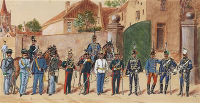 Uniformkundliches Aquarell, - Antique Arms, Uniforms and Militaria