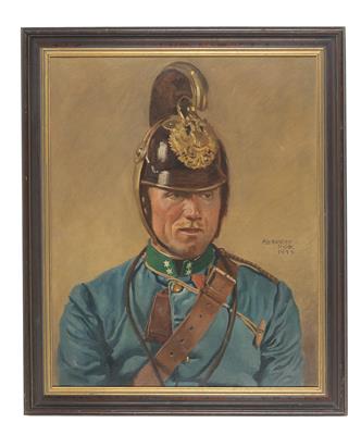 Alexander Pock (Znaim 1871-1950 Wien) Portrait 'Dragoner-Korporal', - Historische Waffen, Uniformen, Militaria