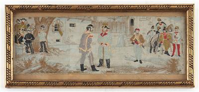 Kleinformatiges Seidenbild 'Nach der Schlacht bei Novara', nach einer Skizze von Carl Blaas - Armi d'epoca, uniformi e militaria