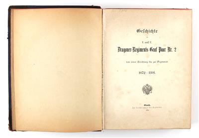 Regimentsgeschiche des k. u. k. Dragonerregimentes Graf Paar No. 2, 1691-1891, - Historische Waffen, Uniformen, Militaria