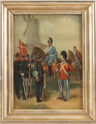 Konvolut von 3 Ölgemälden auf Holz von Gabriel Bontot, ca. 1850, - Antique Arms, Uniforms and Militaria