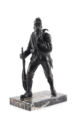 Bronzefigur eines Angehörigen der k. k. Gebirgstruppen - Historische Waffen, Uniformen, Militaria