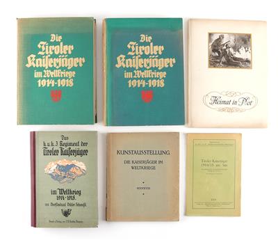 Konvolut von 5 Büchern/Broschüren zum Thema Tiroler Kaiserjäger aus dem NL eines k. u. k. Generalstäblers, - Historische Waffen, Uniformen, Militaria